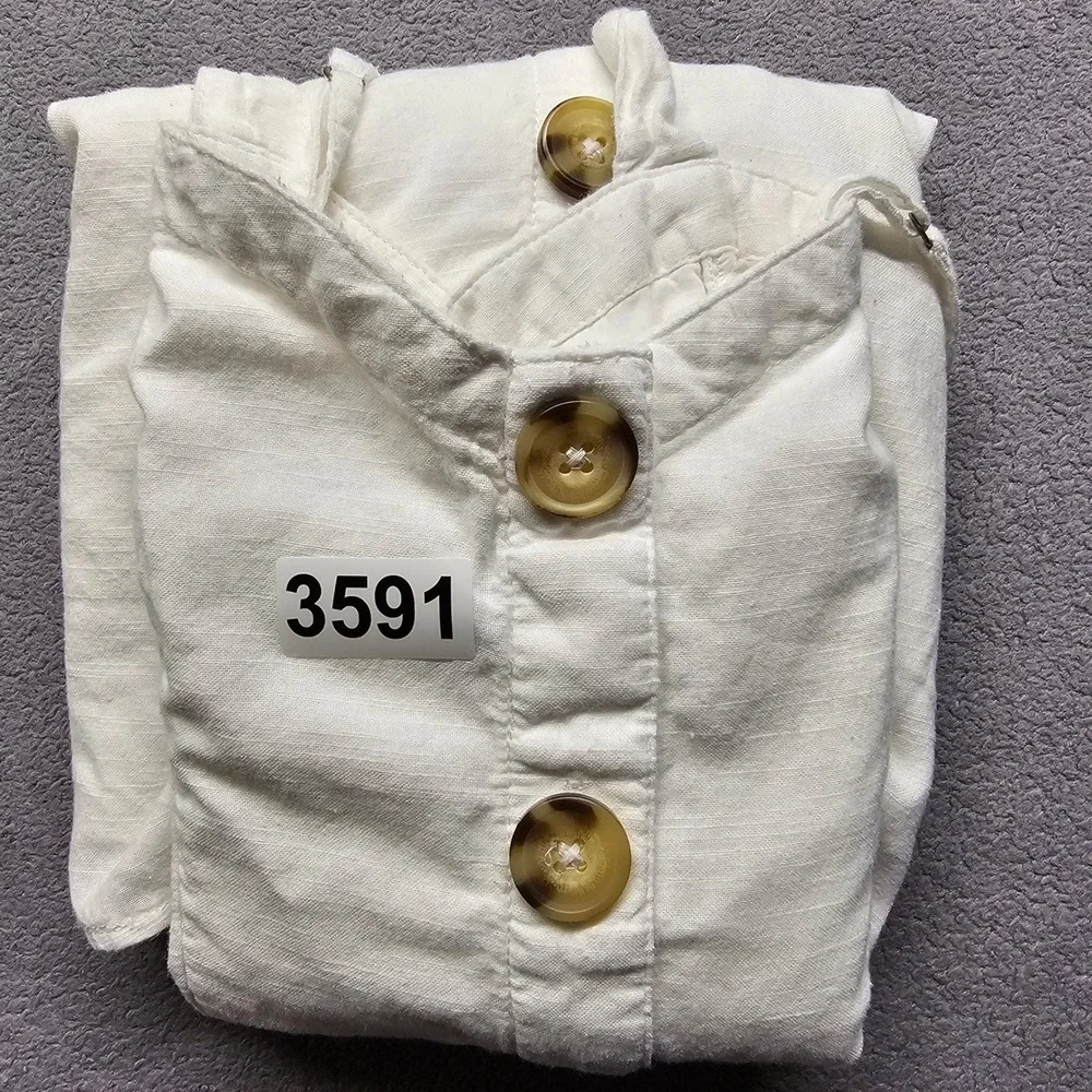 Abercrombie & Fitch White Cotton Button Front Mini Dress Pockets Womens Small